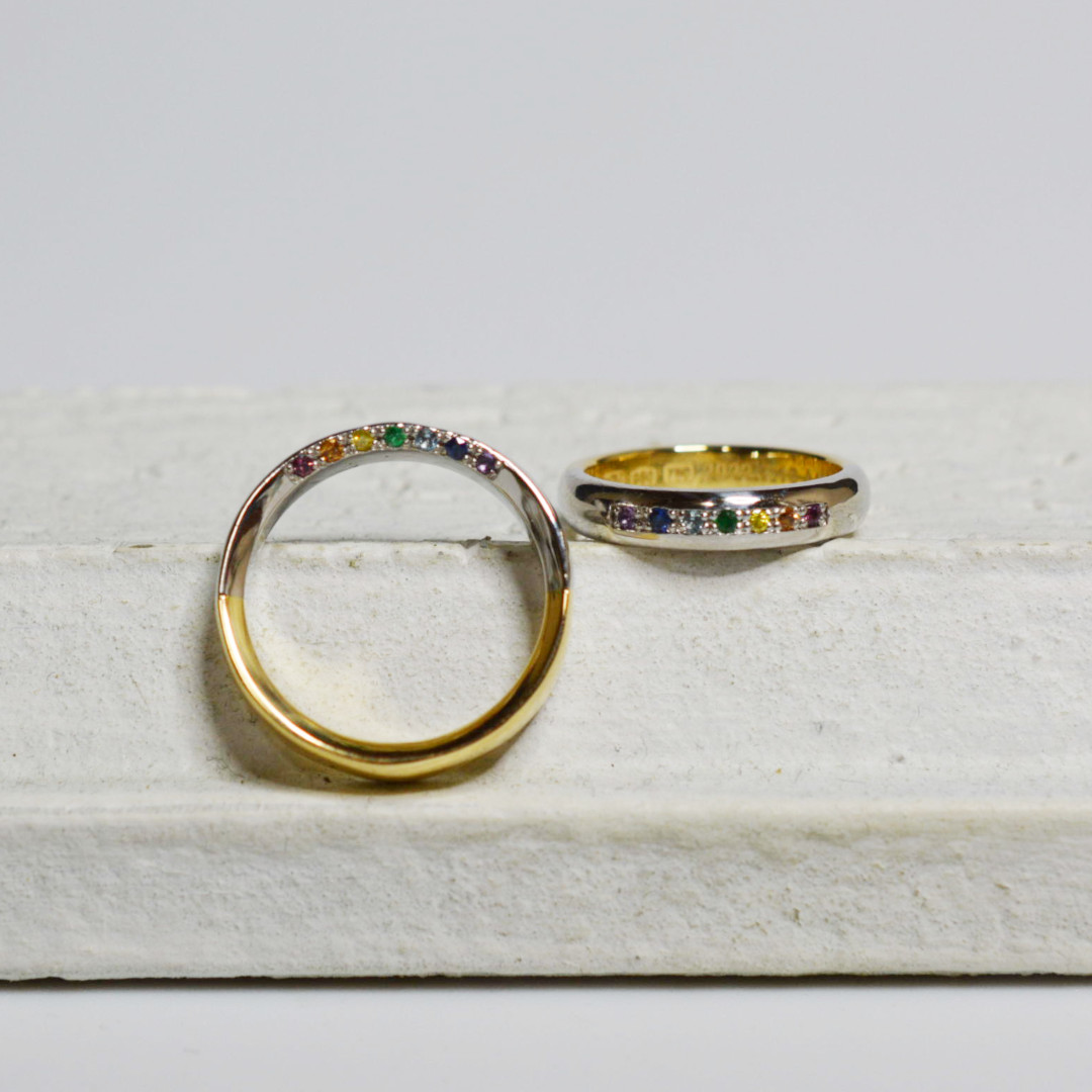 虹色石の結婚指輪21