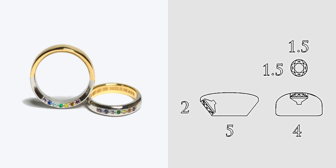 虹色石の結婚指輪38