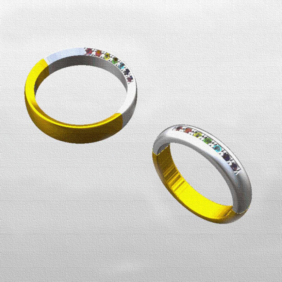 虹色石の結婚指輪39