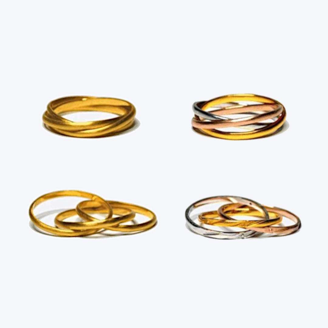 3連3色の指輪